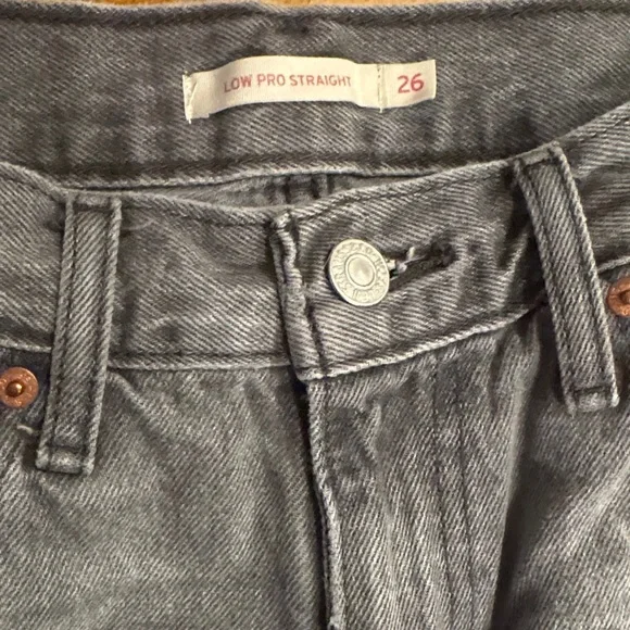 Custom Levi's Gray Straight Jeans with Butterfly Art 90’s Grunge Low Pro Straigh - Picture 3 of 5